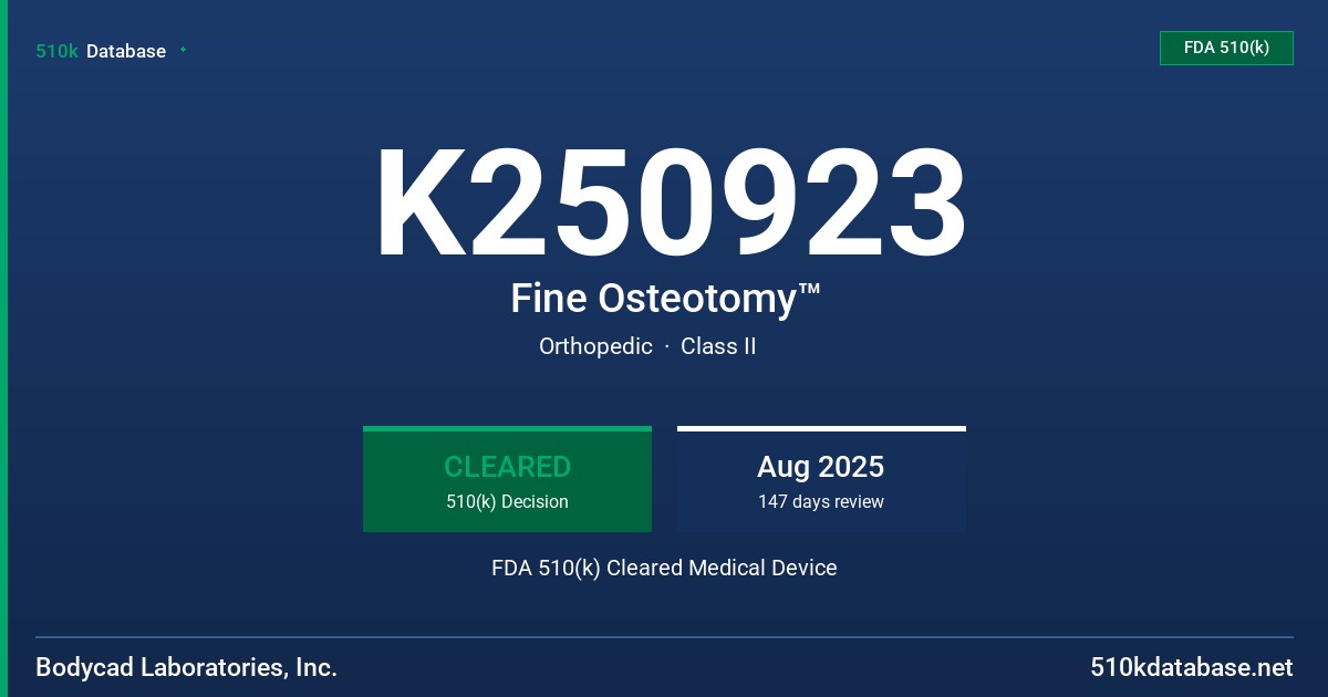 K250923 Fine Osteotomy™ FDA 510(k) Cleared Medical Device