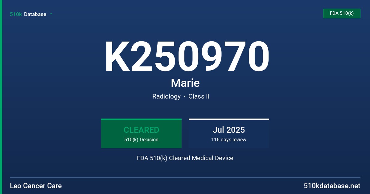 K250970 Marie FDA 510(k) Cleared Medical Device