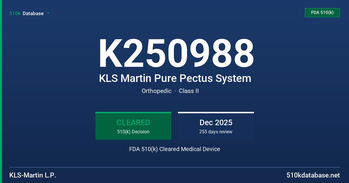 K250988 KLS Martin Pure Pectus System FDA 510(k) Cleared Medical Device