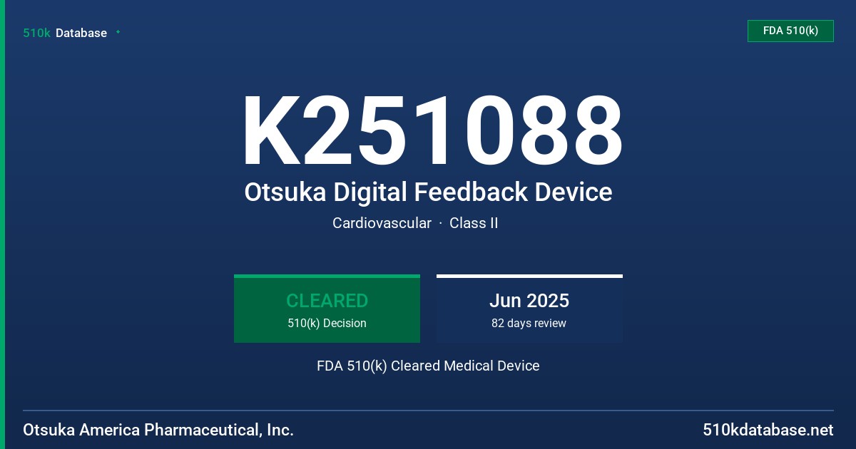 K251088 Otsuka Digital Feedback Device FDA 510(k) Cleared Medical Device