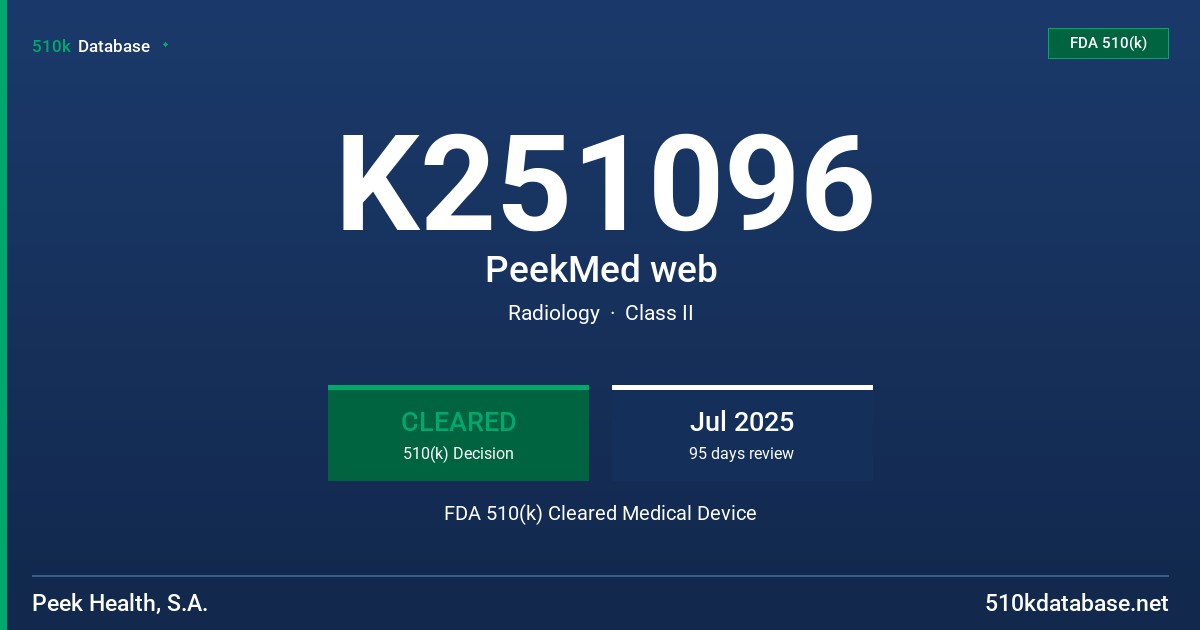 K251096 PeekMed web FDA 510(k) Cleared Medical Device