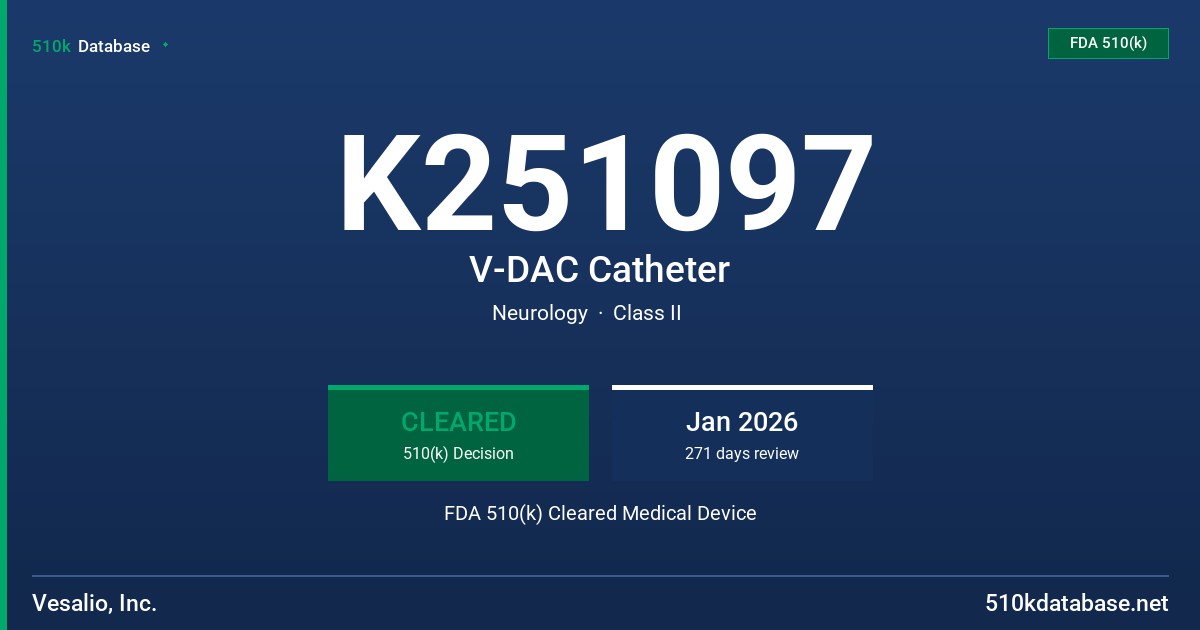 K251097 V-DAC Catheter FDA 510(k) Cleared Medical Device