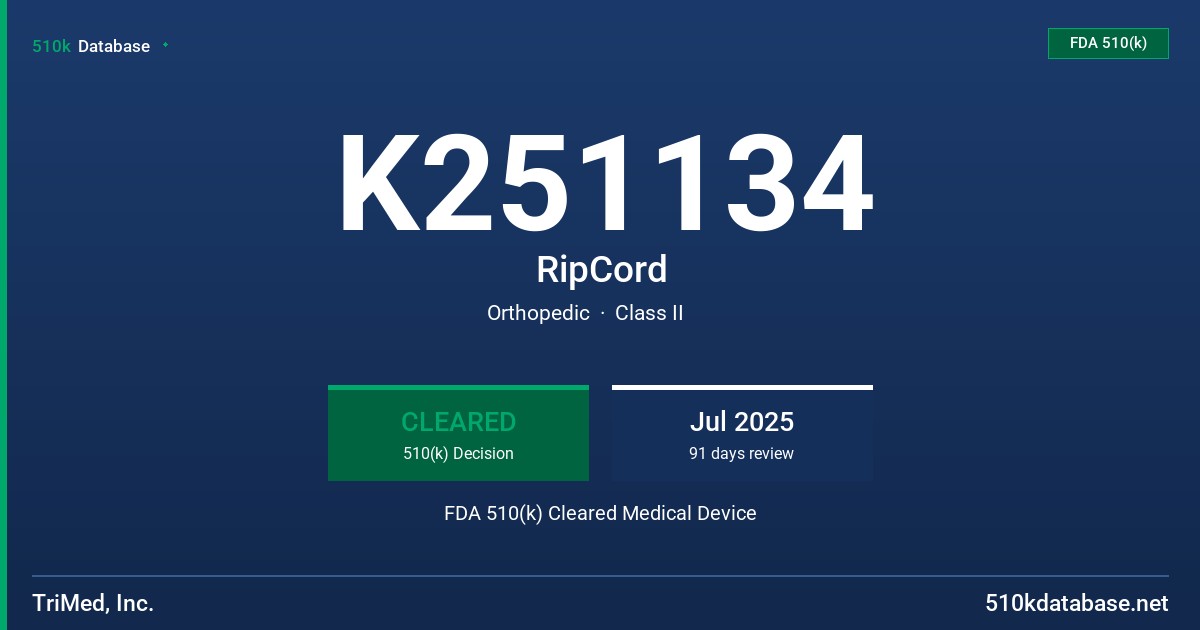 K251134 RipCord FDA 510(k) Cleared Medical Device