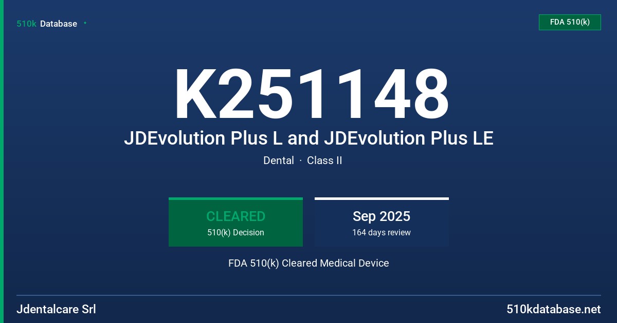 K251148 JDEvolution Plus L and JDEvolution Plus LE FDA 510(k) Cleared Medical Device