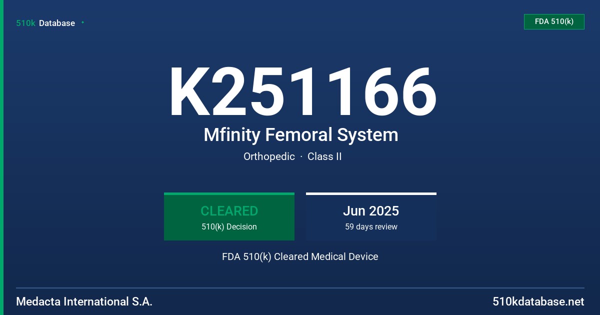 K251166 Mfinity Femoral System FDA 510(k) Cleared Medical Device