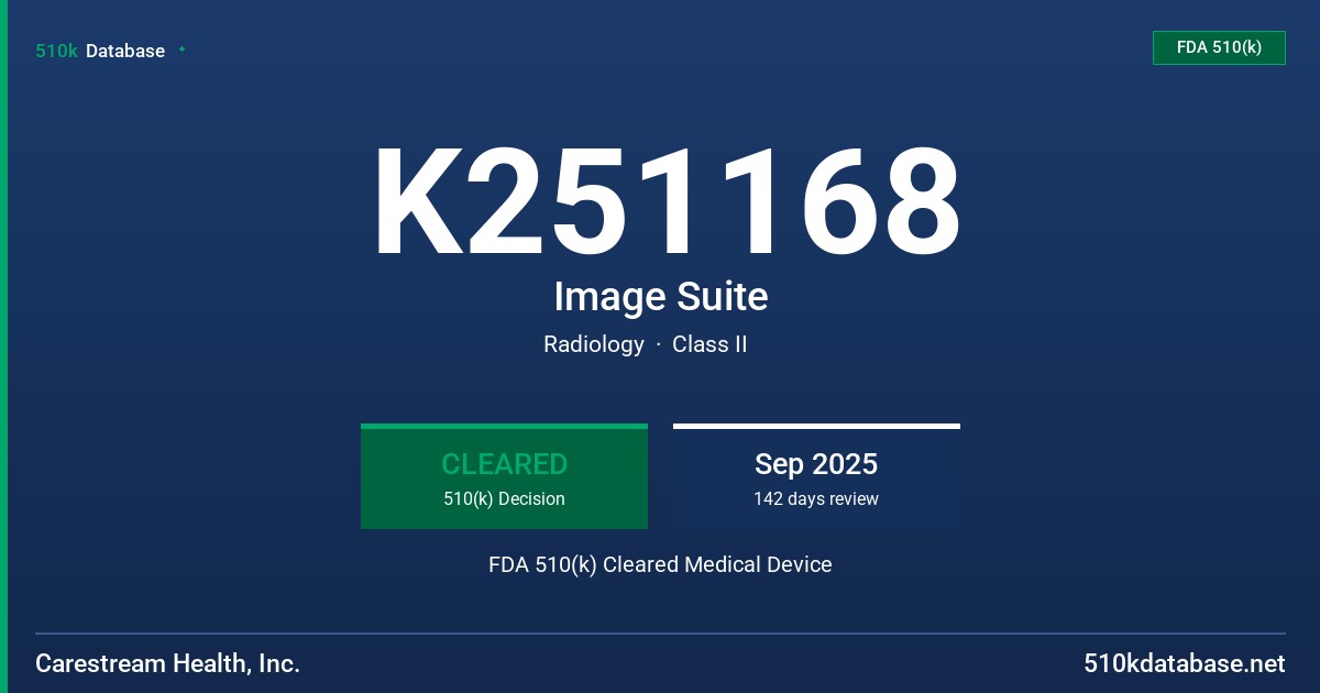 K251168 Image Suite FDA 510(k) Cleared Medical Device