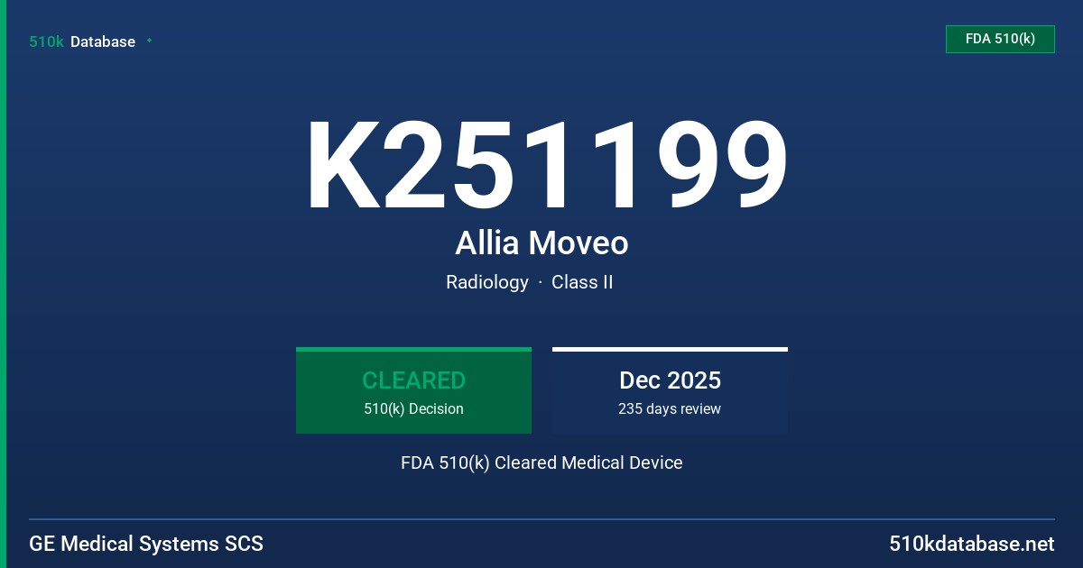 K251199 Allia Moveo FDA 510(k) Cleared Medical Device