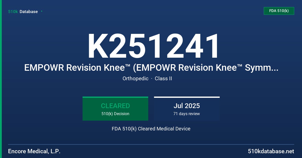 K251241 EMPOWR Revision Knee™ (EMPOWR Revision Knee™ Symmetric TT Cones) FDA 510(k) Cleared Medical Device