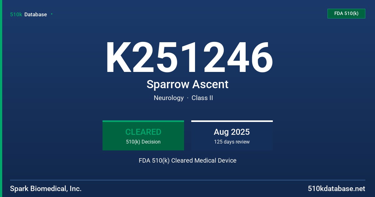K251246 Sparrow Ascent FDA 510(k) Cleared Medical Device