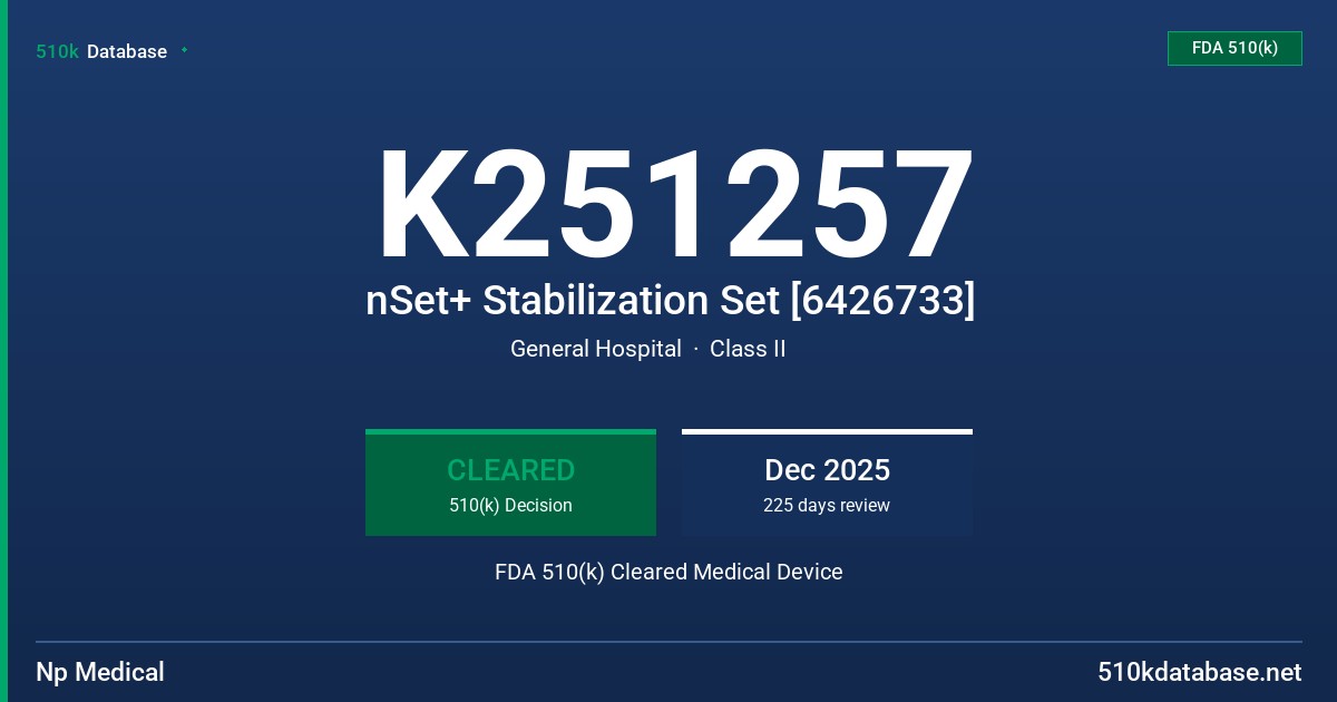 K251257 nSet+ Stabilization Set [6426733] FDA 510(k) Cleared Medical Device