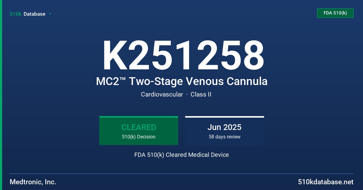 K251258 MC2™ Two-Stage Venous Cannula FDA 510(k) Cleared Medical Device