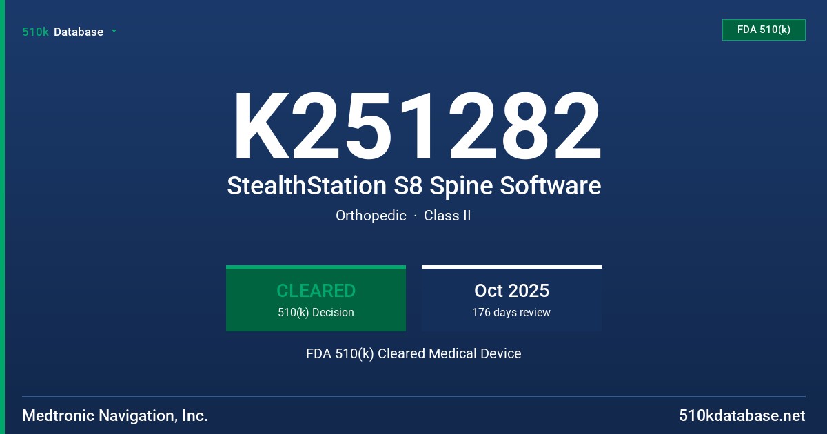K251282 StealthStation S8 Spine Software FDA 510(k) Cleared Medical Device