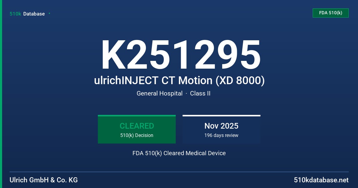 K251295 ulrichINJECT CT Motion (XD 8000) FDA 510(k) Cleared Medical Device
