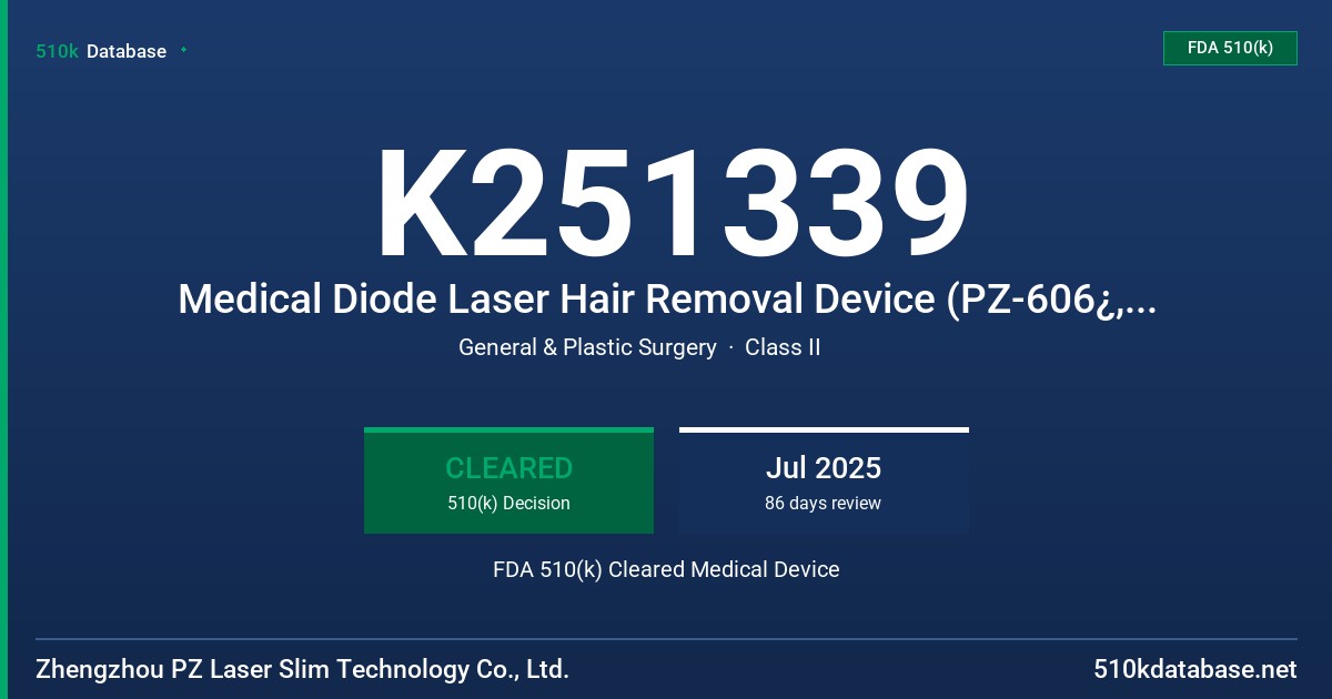 K251339 Medical Diode Laser Hair Removal Device (PZ-606¿, PZ-BDT68-01, PZ-BDT68-02, PZ-BDT68-03, PZ-BDT68-04) FDA 510(k) Cleared Medical Device