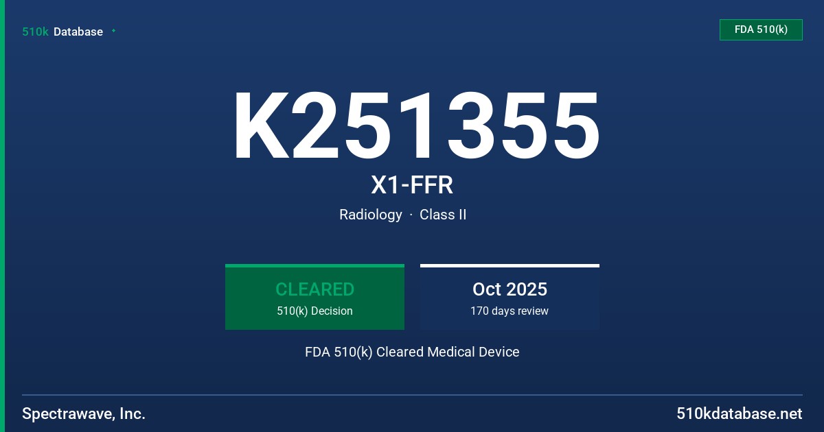 K251355 X1-FFR FDA 510(k) Cleared Medical Device