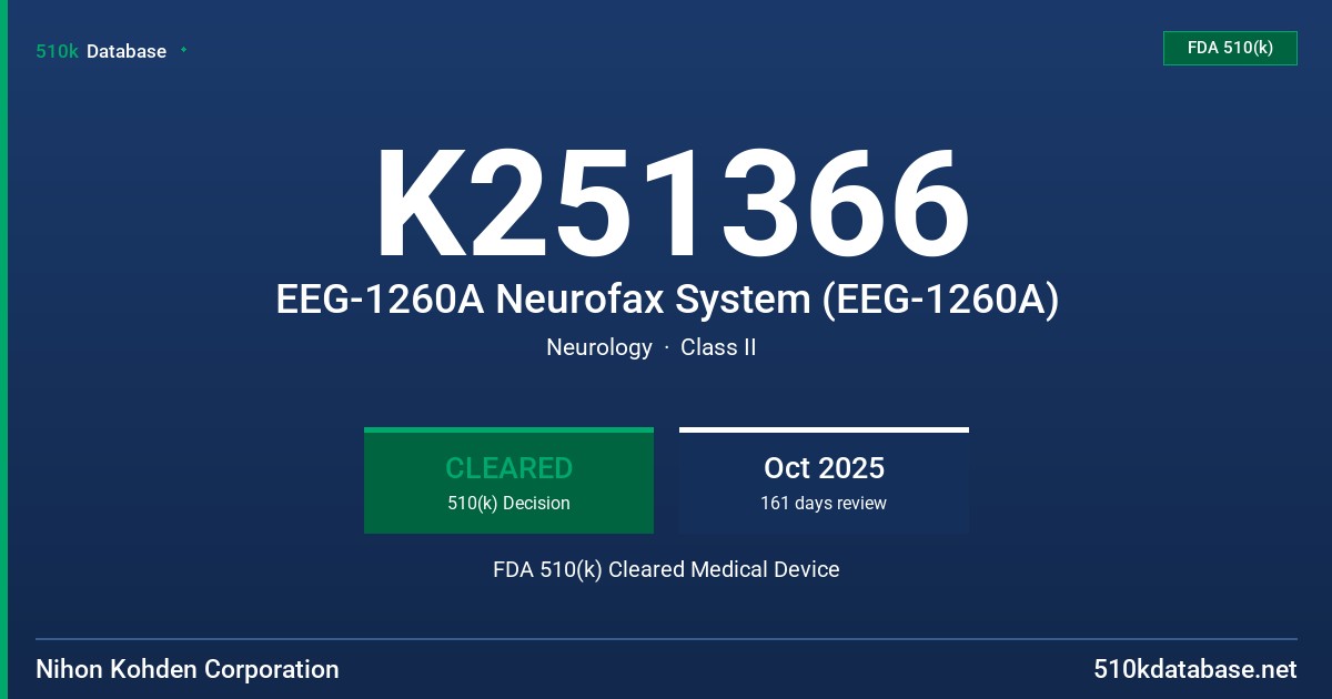 K251366 EEG-1260A Neurofax System (EEG-1260A) FDA 510(k) Cleared Medical Device
