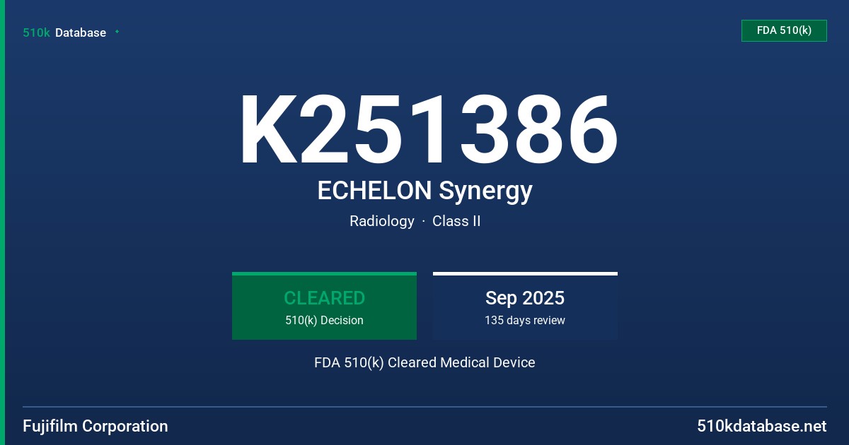 K251386 ECHELON Synergy FDA 510(k) Cleared Medical Device
