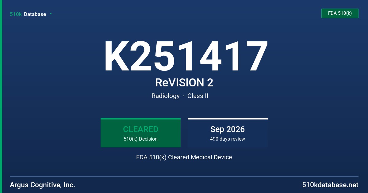 K251417 ReVISION 2 FDA 510(k) Cleared Medical Device