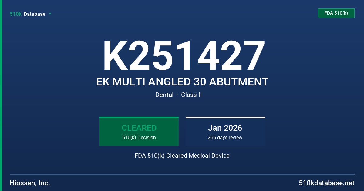 K251427 EK MULTI ANGLED 30 ABUTMENT FDA 510(k) Cleared Medical Device