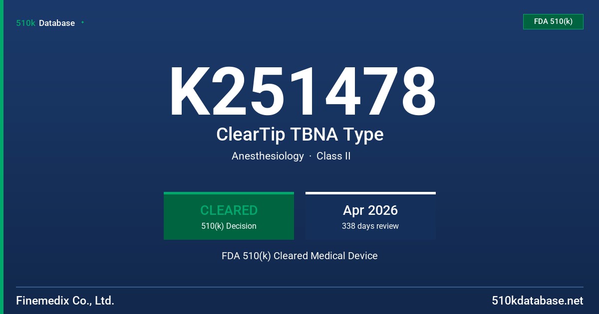 K251478 ClearTip TBNA Type FDA 510(k) Cleared Medical Device