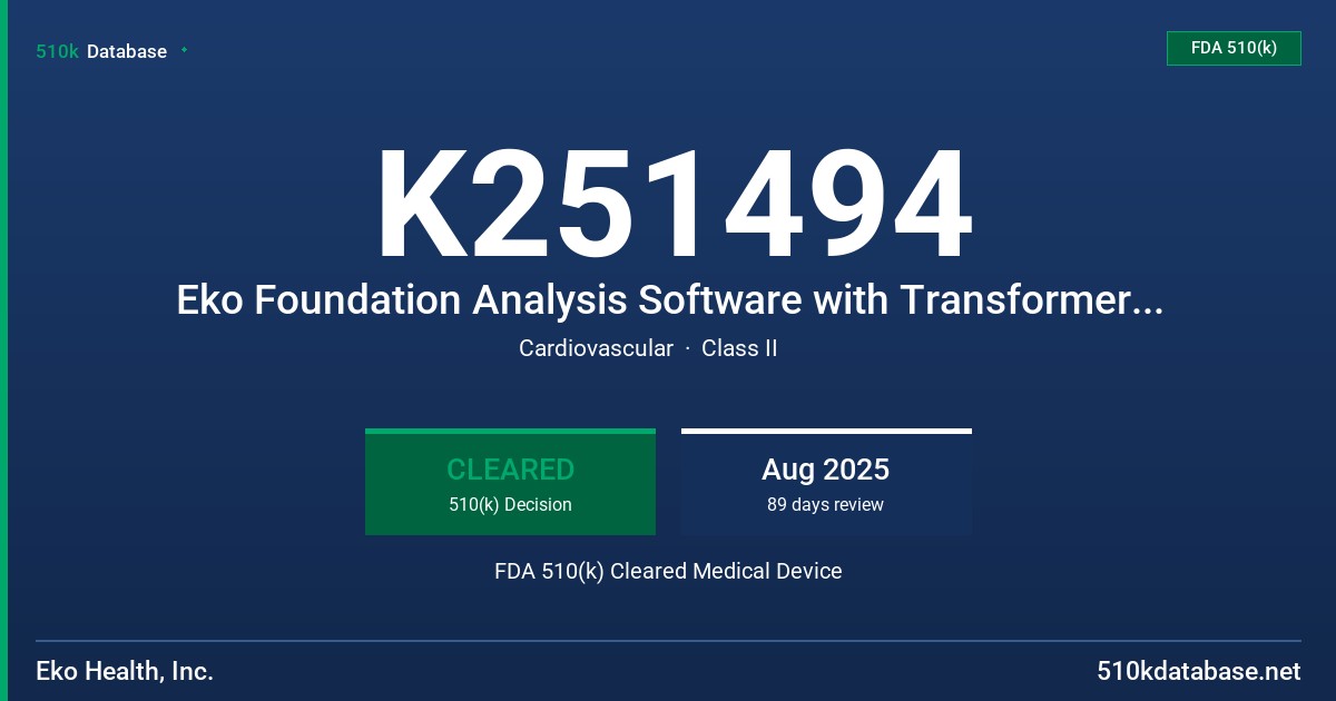 K251494 Eko Foundation Analysis Software with Transformers (EFAST) FDA 510(k) Cleared Medical Device