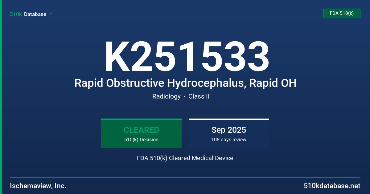 K251533 Rapid Obstructive Hydrocephalus, Rapid OH FDA 510(k) Cleared Medical Device