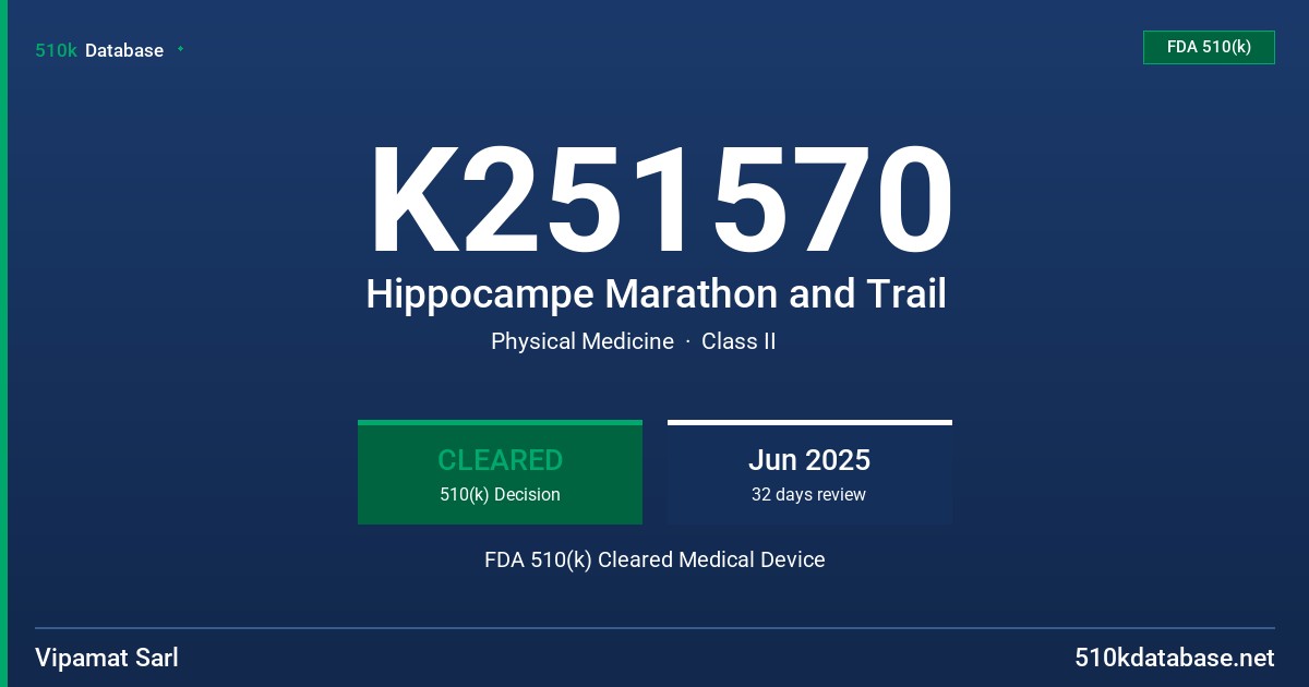 K251570 Hippocampe Marathon and Trail FDA 510(k) Cleared Medical Device