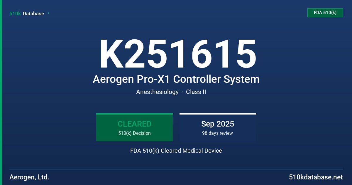 K251615 Aerogen Pro-X1 Controller System FDA 510(k) Cleared Medical Device