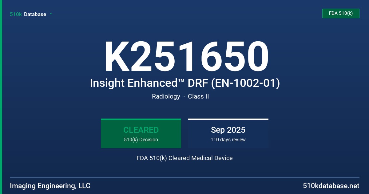 K251650 Insight Enhanced™ DRF (EN-1002-01) FDA 510(k) Cleared Medical Device