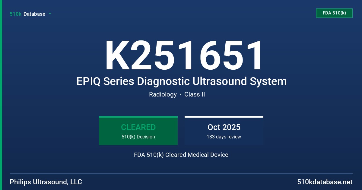 K251651 EPIQ Series Diagnostic Ultrasound System FDA 510(k) Cleared Medical Device