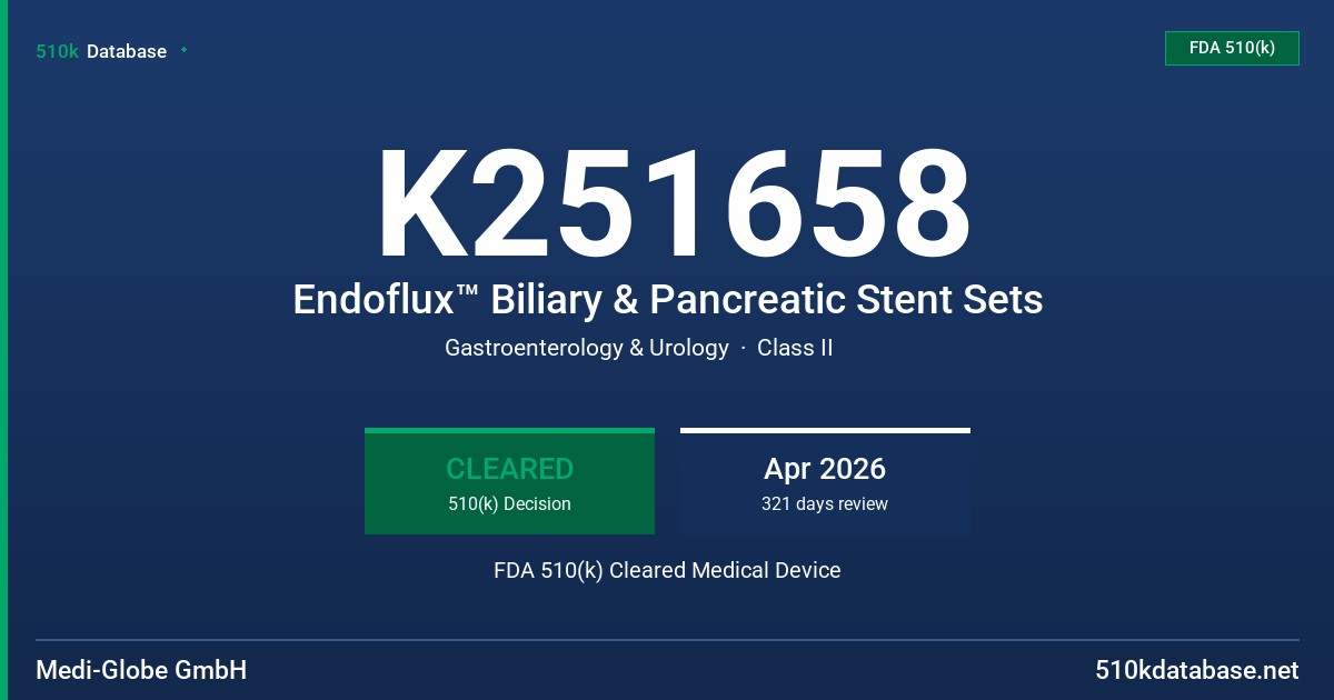 K251658 Endoflux™ Biliary & Pancreatic Stent Sets FDA 510(k) Cleared Medical Device