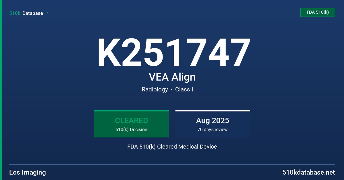 K251747 VEA Align FDA 510(k) Cleared Medical Device