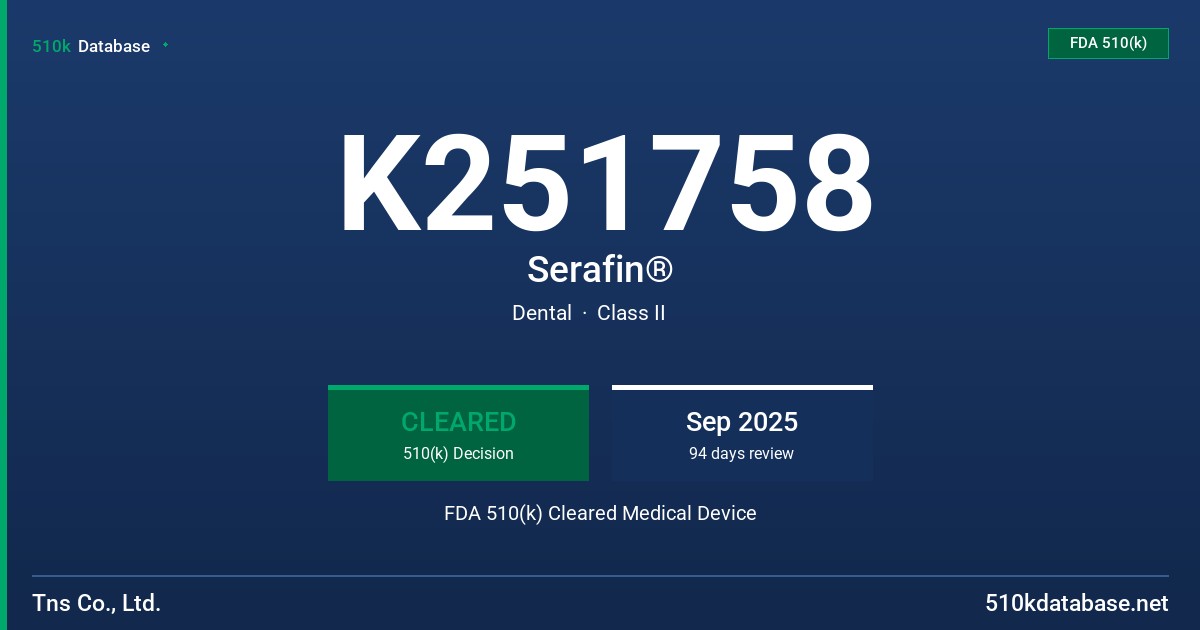 K251758 Serafin® FDA 510(k) Cleared Medical Device
