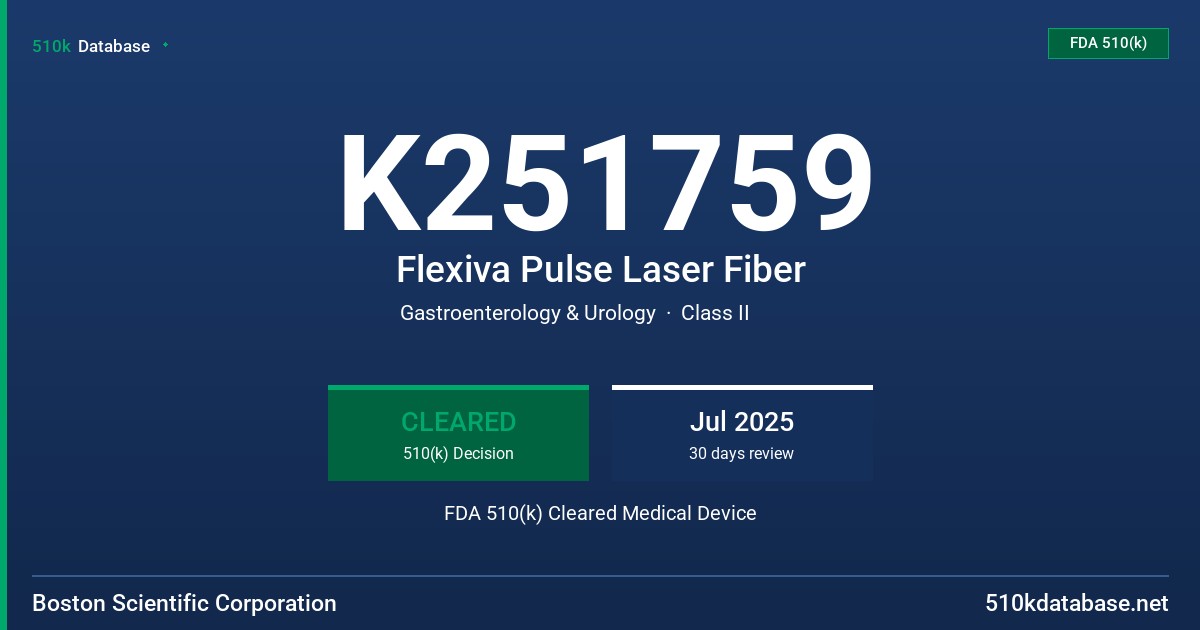 K251759 Flexiva Pulse Laser Fiber FDA 510(k) Cleared Medical Device