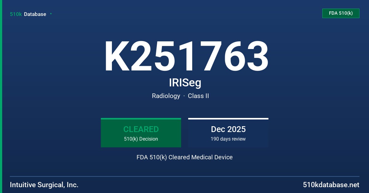 K251763 IRISeg FDA 510(k) Cleared Medical Device
