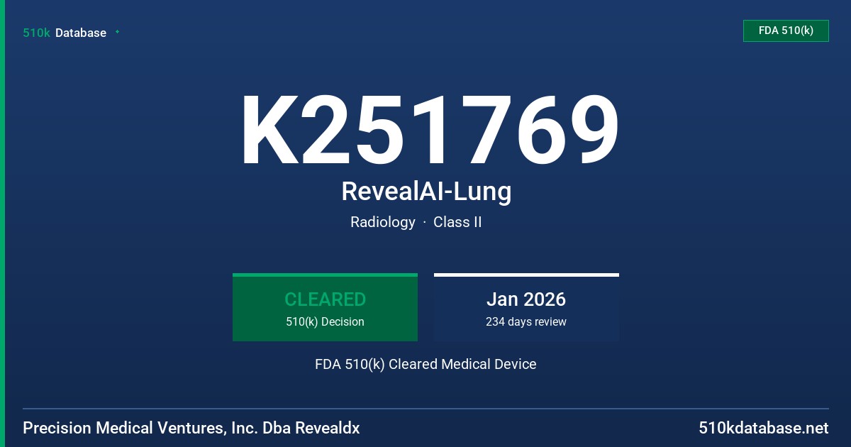 K251769 RevealAI-Lung FDA 510(k) Cleared Medical Device