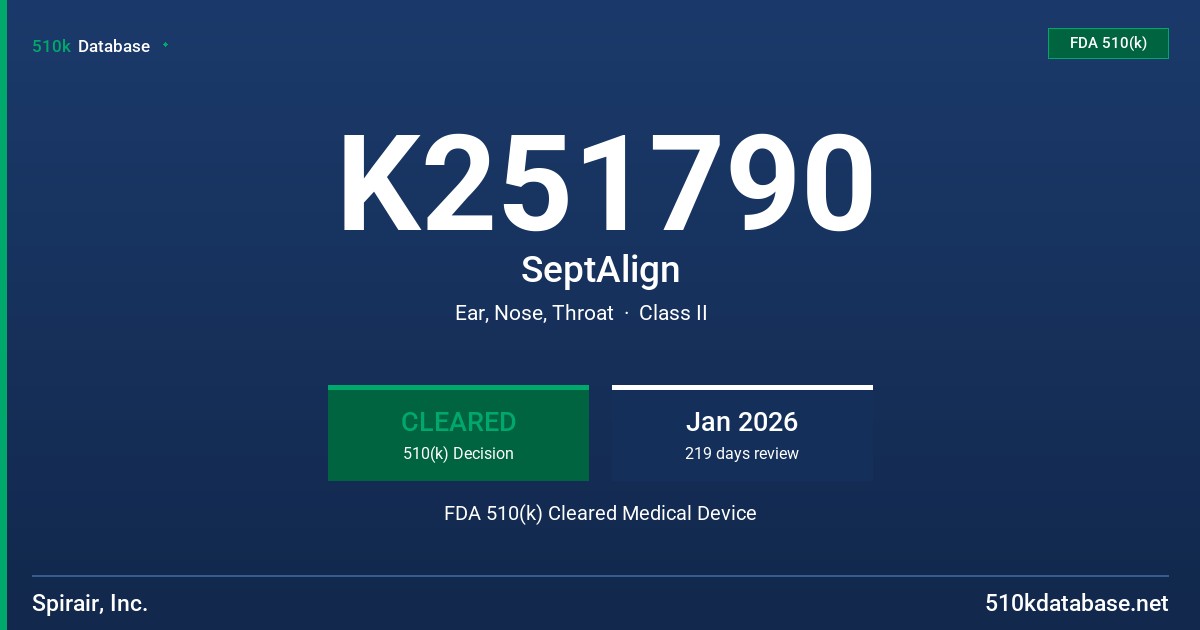 K251790 SeptAlign FDA 510(k) Cleared Medical Device