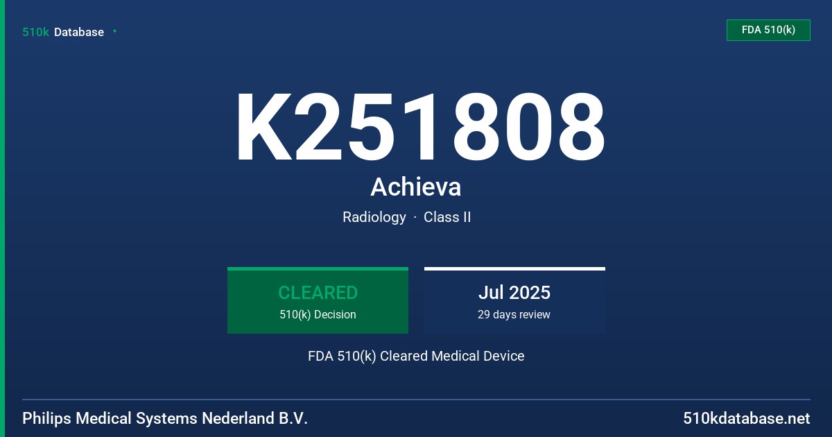 K251808 Achieva FDA 510(k) Cleared Medical Device
