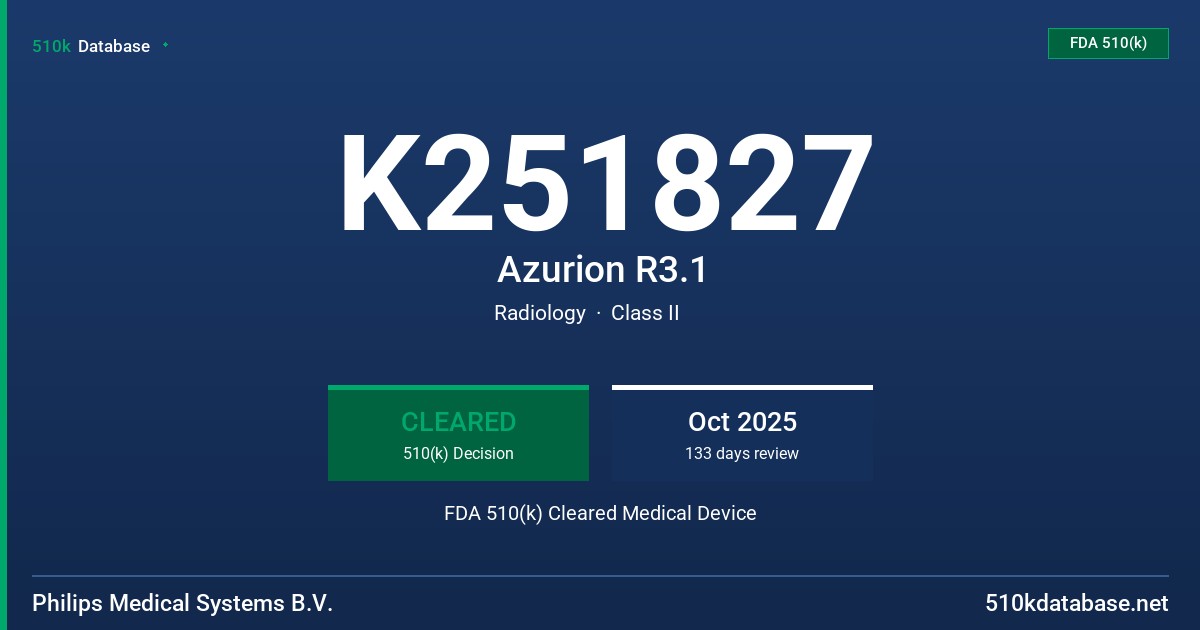 K251827 Azurion R3.1 FDA 510(k) Cleared Medical Device