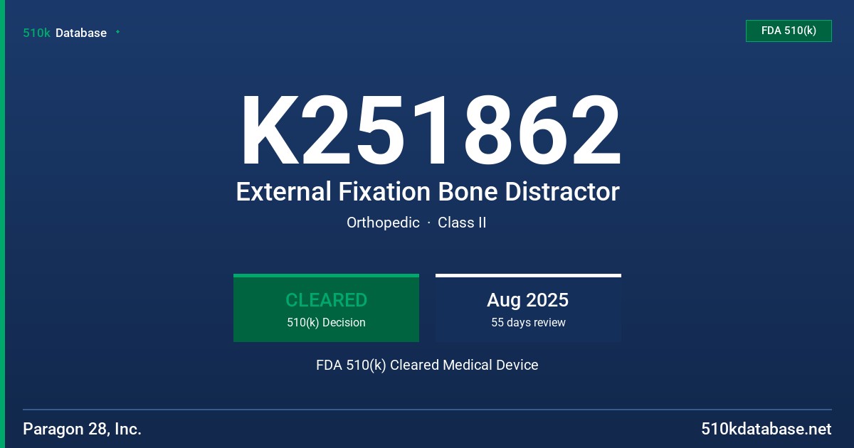 K251862 External Fixation Bone Distractor FDA 510(k) Cleared Medical Device