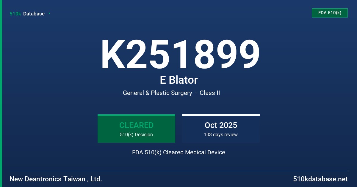 K251899 E Blator FDA 510(k) Cleared Medical Device