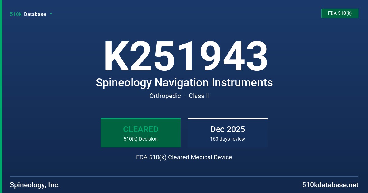K251943 Spineology Navigation Instruments FDA 510(k) Cleared Medical Device