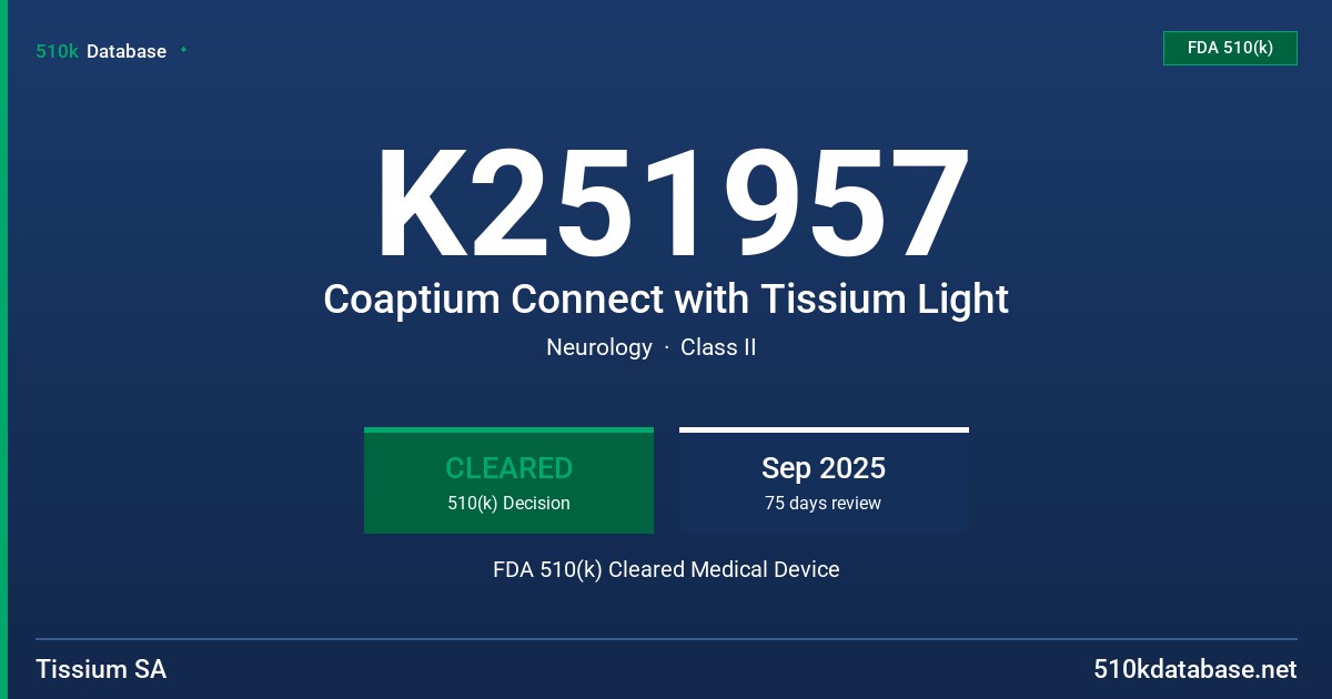 K251957 Coaptium Connect with Tissium Light FDA 510(k) Cleared Medical Device