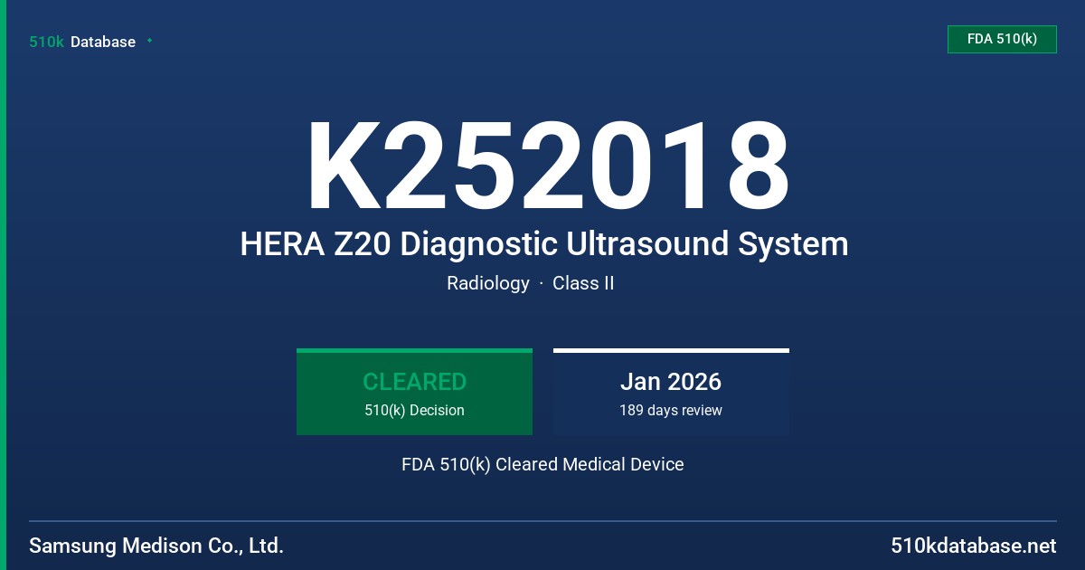 K252018 HERA Z20 Diagnostic Ultrasound System FDA 510(k) Cleared Medical Device