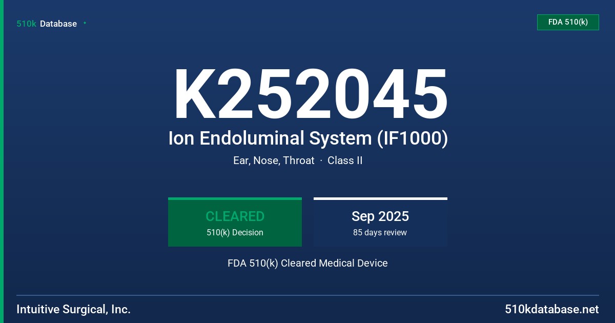 K252045 Ion Endoluminal System (IF1000) FDA 510(k) Cleared Medical Device