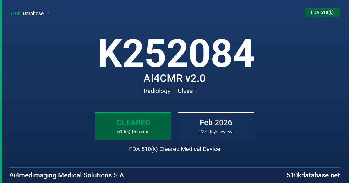 K252084 AI4CMR v2.0 FDA 510(k) Cleared Medical Device