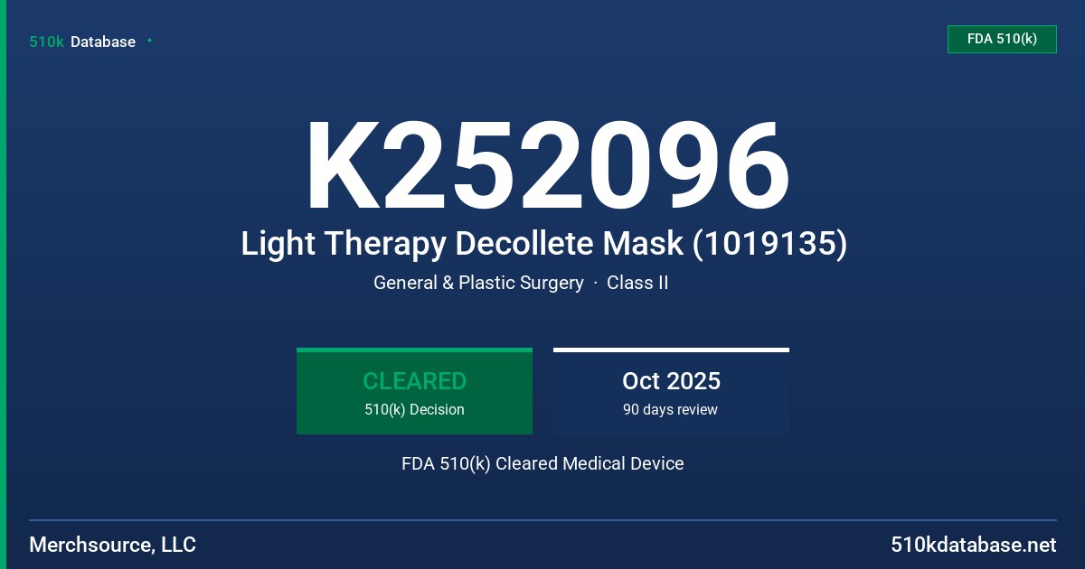 K252096 Light Therapy Decollete Mask (1019135) FDA 510(k) Cleared Medical Device
