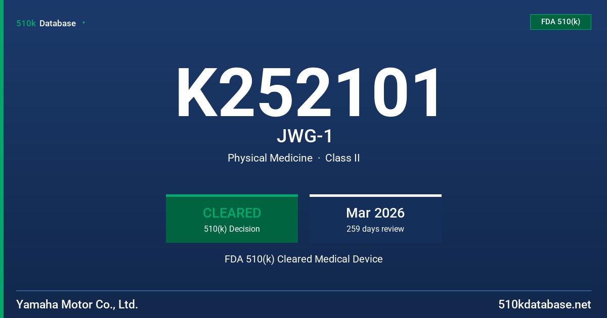 K252101 JWG-1 FDA 510(k) Cleared Medical Device