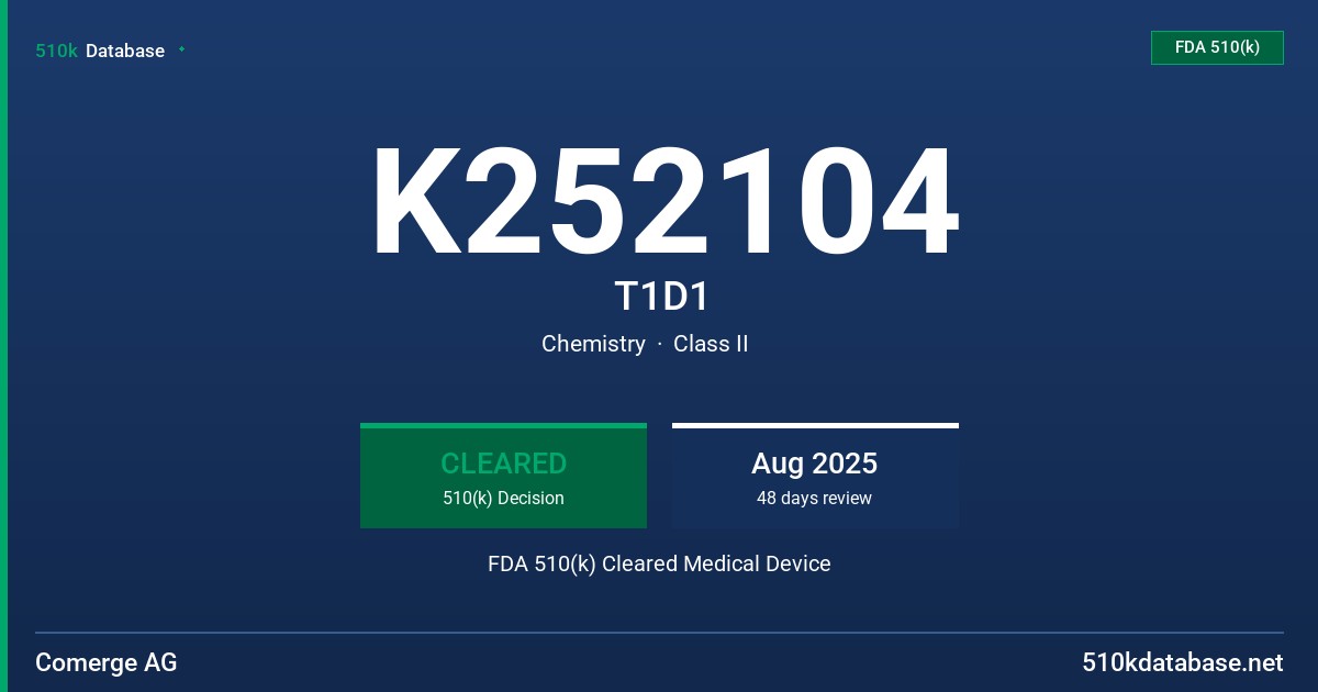 K252104 T1D1 FDA 510(k) Cleared Medical Device