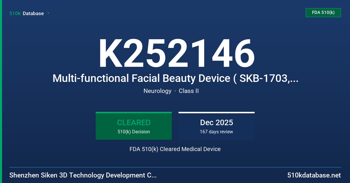 K252146 Multi-functional Facial Beauty Device ( SKB-1703,SKB-1803,SKB-1909, SKB-2003 SKB-2109,SKB-2129,SKB-2208PRO, SKB-2209) FDA 510(k) Cleared Medical Device